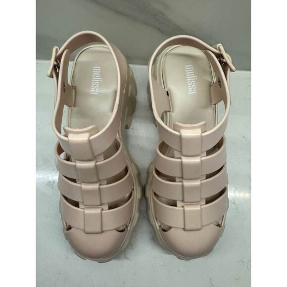 Melissa Women’s Size 5 Beige Megan Platform Lightweight EVA Sandal Heels - Picture 7 of 9